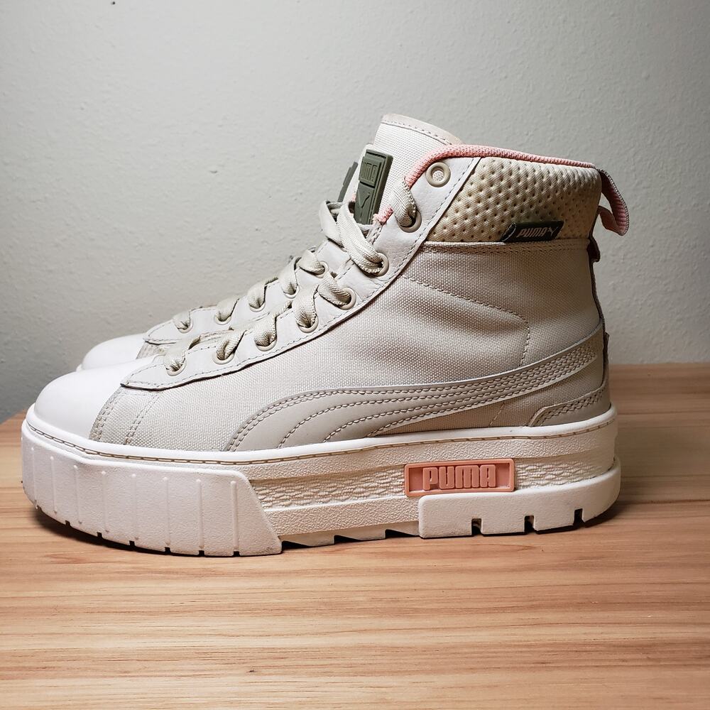 Puma Women's Size 9 Mayzi Mid Platform Sneaker Safari Beige Chunky Streetwear